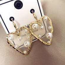 Pendientes colgantes con forma de corazón de resina acrílica para mujer, moda de Corea, joyería, accesorios de colección para niña 2024 - compra barato