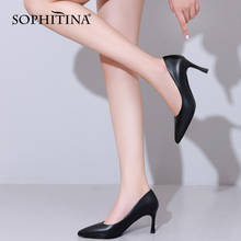SOPHITINA Solid Color Commuter Women's Shoes Stiletto Pointed Toe Work Shoes Handmade Premium Leather Office Ladies Pumps AO693 2024 - buy cheap