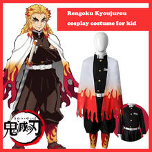 Disfraz de Rengoku Kyoujurou para niños, Cosplay de Anime Demon Slayer, no Yaiba Kimetsu Kimono, peluca de Cosplay, Carnaval y halloween 2024 - compra barato
