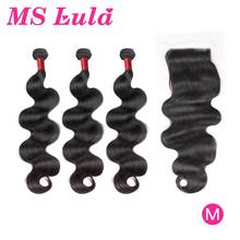 Body Wave 3 Bundles With Transparent 4x4 Closure Hair MS Lula Natural Remy 100% Human Hair Bundles 40 Inch Bundles With Closure 2024 - buy cheap