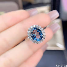 KJJEAXCMY-joyería fina de Plata de Ley 925 con incrustaciones de Topacio Azul natural de Londres para mujer, anillo de gemas de estilo chino, flor noble elegante, su 2024 - compra barato