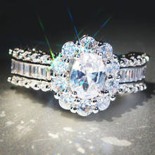 Yayi jóias moda princesa corte 6.2ct zircão branco prata cor anéis de noivado casamento amante anéis de festa 1148 2024 - compre barato
