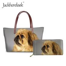 Jackherelook 3D Пекинская собака печатает сверху руки сумки милый карман для маячка для животных и сумки 2 шт./компл. женская сумка на плечо Feminina 2024 - купить недорого