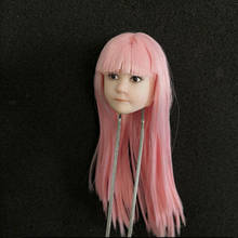 1/6 Girl Beauty  Head Carved Sculpt Model Toy PVC W/Pink Hair Fit Female Figure 2024 - buy cheap