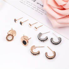 OUFEI Rose Gold Stud Earrings 2020 Stainless Steel Earrings For Women Fashion Jewelry Accessories Set Of Earrings 2024 - buy cheap