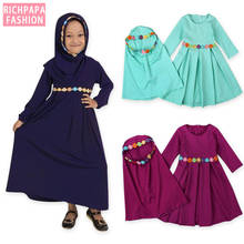Vestidos de Ramadán para niños, caftán turco, Abaya, Dubái, árabe, musulmán, para niñas, Moslima, Elbise, Hijab, ropa turca Islámica 2024 - compra barato