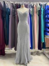 Nice silver Evening Dress 2022 different color V-neck luckgirlpleated Seam beaded sleeveless Customizable fashion Moncini Tailor 2024 - buy cheap