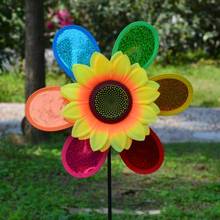 OOTDTY Colorful Sequins Sunflower Windmill Wind Spinner Home Garden Yard Decoration 2024 - buy cheap