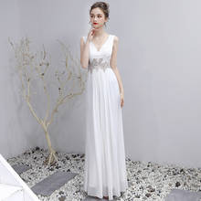 White Lace V Neck Cheongsam Long Dresses Modern Oriental Style Party Qi Pao Women Chinese Evening Dress Qipao Promotion Robe 2024 - buy cheap