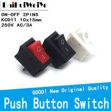 Kcd1 interruptor de botão de pressão, 10x15mm, 2pin, 3a, 250v, kcd11, interruptor liga/desliga, 10mm * 15mm, 10pçs, preto, vermelho, branco 2024 - compre barato