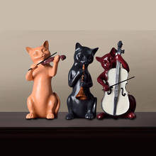 Estatueta de resina de música para gatos 3 pçs/cj, estátua, violino, música, animal, decoração, armário de exibição de janela, decoração para casa 2024 - compre barato