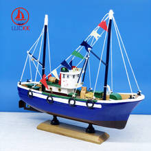 LUCKK-velero de madera azul de estilo americano para niños y adultos, lujoso modelo de barco, regalo, decoración del hogar, 32x11x28CM 2024 - compra barato
