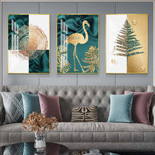 Flamingo pintura abstrata ouro amor cristal porcelana pintura do hotel sala de estar casa decorar fotos artesanato high end 2024 - compre barato