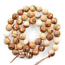 Natural Stone Faceted Painting Landscape Transparent Charm Loose Beads For Jewelry Making Needlework Bracelet DIY Strand 4-12MM 2024 - buy cheap