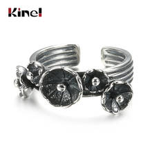 Kinel Lotus Open Adjustable Finger Rings For Women Vintage Flower Ring Band 100% 925 Sterling Silver Jewelry Korean 2024 - buy cheap