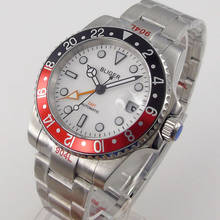 Relógio masculino para homens, mostrador estéril branco, vidro safira, moldura rotativa, data 2024 - compre barato
