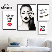 Makeup Girl Red Lip Wall Picture Canvas Art Print Fashion Beauty Salon Canvas Painting Art Poster of One Piece for Room Decor 2024 - buy cheap