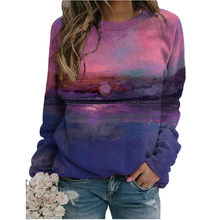 Women Autumn Casual Loose Sweatshirts And Hoodeis Sunrise Landscape Printing Top S-2XL Female Ink Painting Print Hoodie 2020 2024 - buy cheap