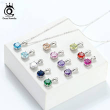 Orsa jewels, colares de prata esterlina 925, colares para mulheres, 12 cores, pedra de aniversário da sorte, aaa, zircônio, pingente de colar para meninas sn118 2024 - compre barato