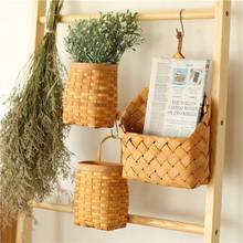 Wooden Hand-woven Wall Hanging Mount Fruit Storage Basket Bread Serving Tray Multipurpose Handcrafted Platter Retro 2024 - buy cheap