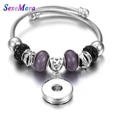 2019 New Snap Jewelry 6 Colors Snap Bracelet Large hole bead bracelet Bangles Fit 18MM Snap Jewelry Beaded Bracelet 2024 - buy cheap