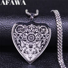 AFAWA Divination Cat Stainless Steel Necklaces Pendants for Women Silver Color Witchcraft Chain Necklace Jewelry joyas N3321S02 2024 - buy cheap