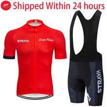 2021 new red STRAVA  Bicycle Team Short Sleeve Maillot Ciclismo Men's Cycling Jersey Summer breathable Cycling Clothing Sets 2024 - buy cheap