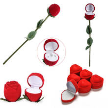 Портативный 3D красная роза коробка для украшений в форме сердца обручальное кольцо подарок чехол серьги ящик для хранения ювелирных изделий Дисплей держатель подарочные коробки для ювелирных изделий, кольцо и серьги 2024 - купить недорого