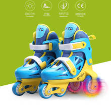 LEYA-patines LED lavables para niños, 4 ruedas, zapatos de patinaje sobre ruedas con casco, equipo Protector de rodilla 2024 - compra barato