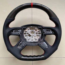 Sporty Carbon Fiber Steering Wheel For Audi A3 A4 A5 A6 A7 Q3 Q5 Q7 fully perforated steering wheel flat bottom steering wheel 2024 - buy cheap