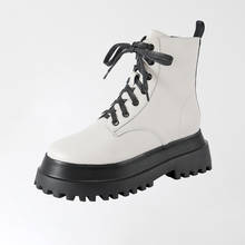 Zapatos de lujo con cremallera lateral para mujer, botines con plataforma, color blanco, a la moda, para invierno 2024 - compra barato