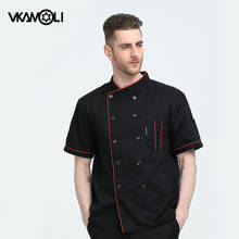 Vkamoli chef uniforme respirável duplo breasted serviço de alimentos jaqueta unisex restaurante hotel pastelaria cook wear trabalho vestir uniformes 2024 - compre barato