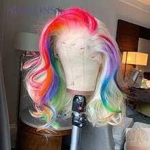 Colored Human Hair Wigs 613 Blonde Rainbow Hair Wig Body Wave Transparent Lace Wig T Part Lace Peruvian Hair Wigs 130% Remy 2024 - buy cheap