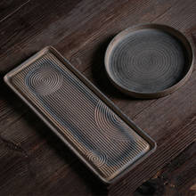 Bandeja manual vintage dourada, prato de chá cerâmico simples para secagem em água, bandeja de mesa de chá chinesa para cerimônia 2024 - compre barato