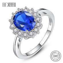 DOTEFFIL Princess Diana William Kate Gemstone Rings Sapphire Blue Wedding Engagement 925 Sterling Silver Finger Ring for Women 2024 - buy cheap