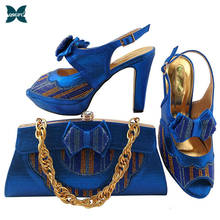 Italy Shoe And Bag!! African Ladies Shoe and Bag Set high heel italian design Shoe with matching Bag Set in Royal Blue Color 2024 - buy cheap