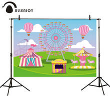 Allenjoy задний фон для фотосъемки с изображением колеса обозрения цирковая карусель детская занавеска на день рождения воздушный шар 2024 - купить недорого