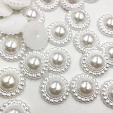 Hot 30pcs White Plastic Imitation Pearl Flatback No Hole Acessories 20mm 2024 - buy cheap