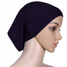 Mercerizado chapéu hijab de algodão, turbante elástico islâmico, cachecol baixo, chapéu feminino, bandana, tubo 2024 - compre barato