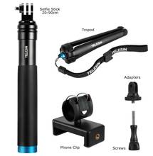 20-90cm telescópica selfie vara monopod com tripé telefone clipe titular para gopro hero 10 9 8 7 6 5 4 3 max insta360 um x2 x r 2024 - compre barato