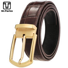 McParko Leather Belt Men Brown Classical Formal Belt For Men Custom Lettering Name Buckle Belt Luxury Crocodile Texture Design 2024 - buy cheap