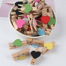 Pinza de madera con forma de corazón para hacer fotos, pinzas de papel para manualidades, Clip para regalo, suministros escolares, 50 Uds. 2024 - compra barato