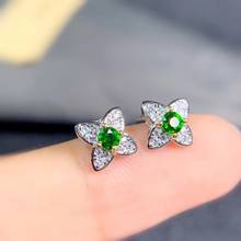 fresh green diopside gemstone earrings girl silver fine jewelry natural gem good color triangle shape party birthday party gift 2024 - buy cheap