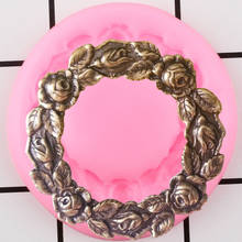 Moldes de silicone para borda de guirlanda de rosa, ferramentas de decoração de bolo, molde para topper de cupcake, molde de fondant, argila de polímero de doces, moldes de chocolate 2024 - compre barato