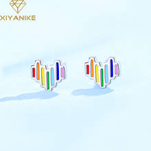 XIYANIKE Silver Color  Creative Rainbow Heart Stud Earrings Prevent Allergy For Women Trendy Elegant Party Jewelry Gift 2024 - buy cheap