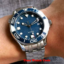 Часы наручные мужские с автоподзаводом, 41 мм, Miyota 8215 Move, с сапфировым стеклом, синим циферблатом, отображением даты, керамической рамкой, светящиеся 2024 - купить недорого