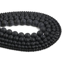 Natural pedra miçangas preto fosco polonês onyx redondo isolamento contas para fazer jóias diy pulseira colar acessórios 2024 - compre barato