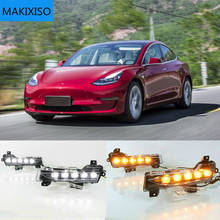 1 conjunto de lâmpadas led para carro drl luz de circulação diurna para tesla modelo 3 2017 2018 2019 2020 2024 - compre barato