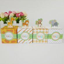 50 шт., персональная Новинка, маленькая коробка для конфет в виде животных, креативные подарочные коробки для малышей на день рождения, тигр, обезьяна, слон, вечерние подарочные коробки, Бонбоньерки 2024 - купить недорого