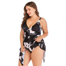 Monokini de talla grande para mujer, traje de baño de una pieza, vestido de baño estampado, ropa de playa, falda de baño Vintage 5XL 2024 - compra barato